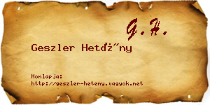 Geszler Hetény névjegykártya